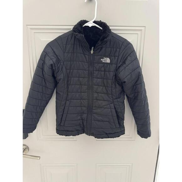 The North Face Girl's S 7 - 8 Reversible Coat Black Sherpa Puffer Quilted Jacket - Picture 1 of 6
